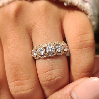 Round Five Stone Lab Grown Diamond Halo Engagement Ring