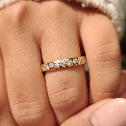 Flush Set Round Lab Grown Diamond Half Eternity Wedding Band
