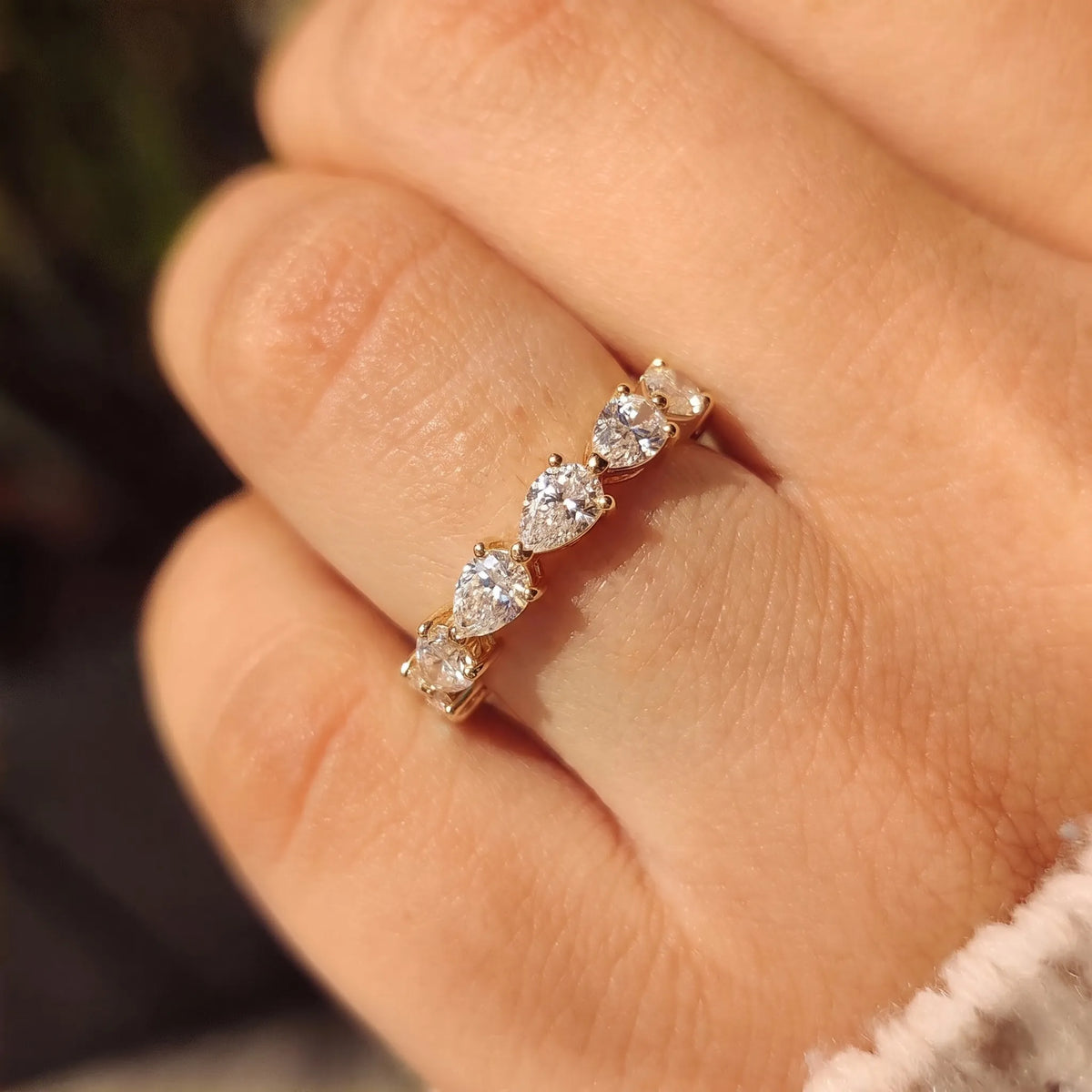 Pear Cut Lab Grown Diamond Minimalist Full Eternity Wedding Band
