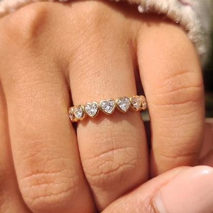 Bezel Set Heart Cut Lab Grown Diamond Minimalist Full Eternity Wedding Band