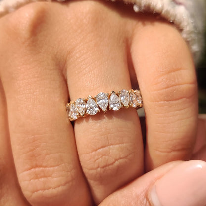 Pear Cut Lab Grown Diamond Half Eternity Wedding Band