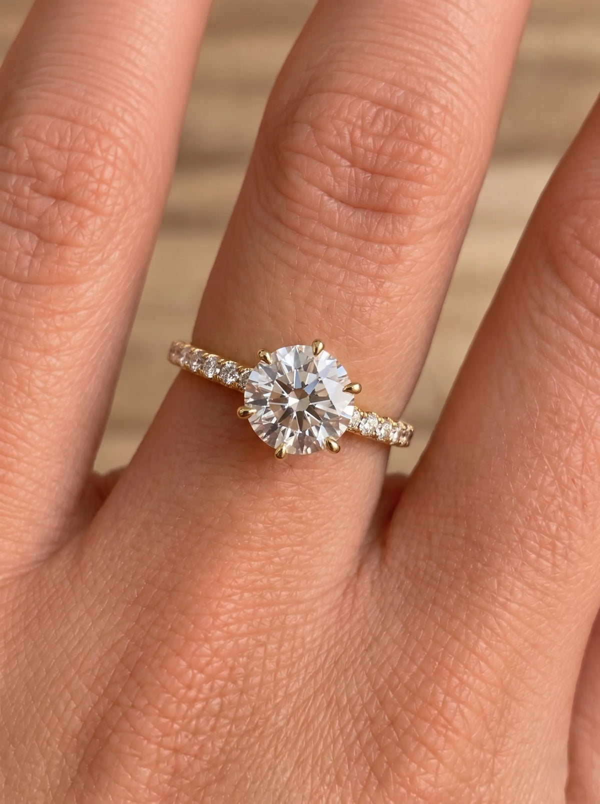 5 Carat Round Hidden Halo Lab Grown Diamond Pavé Engagement Ring