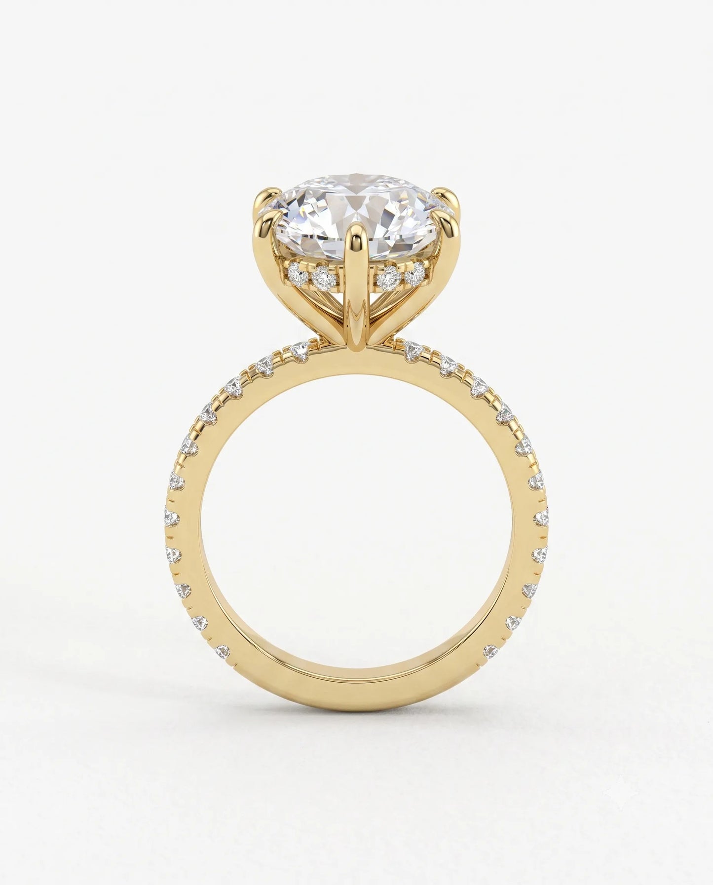 5 Carat Round Solitaire Pavé Lab Grown Diamond Engagement Ring