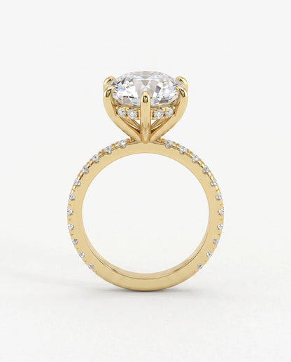 5 Carat Round Solitaire Pavé Lab Grown Diamond Engagement Ring