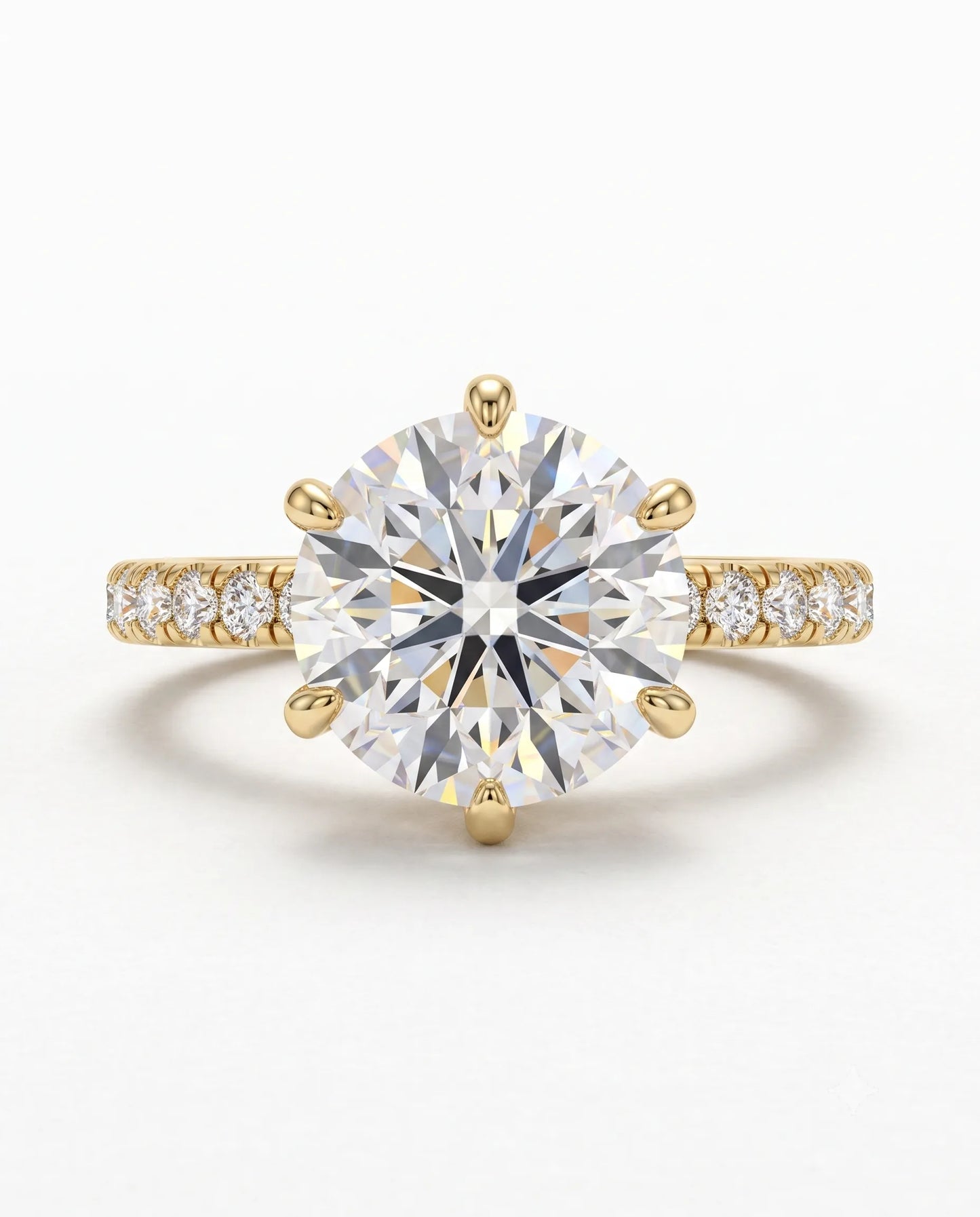 5 Carat Round Solitaire Pavé Lab Grown Diamond Engagement Ring