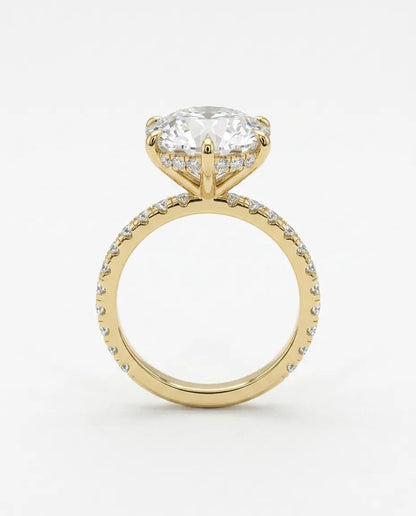 6.5 Carat Round Solitaire Pavé Lab Grown Diamond Engagement Ring