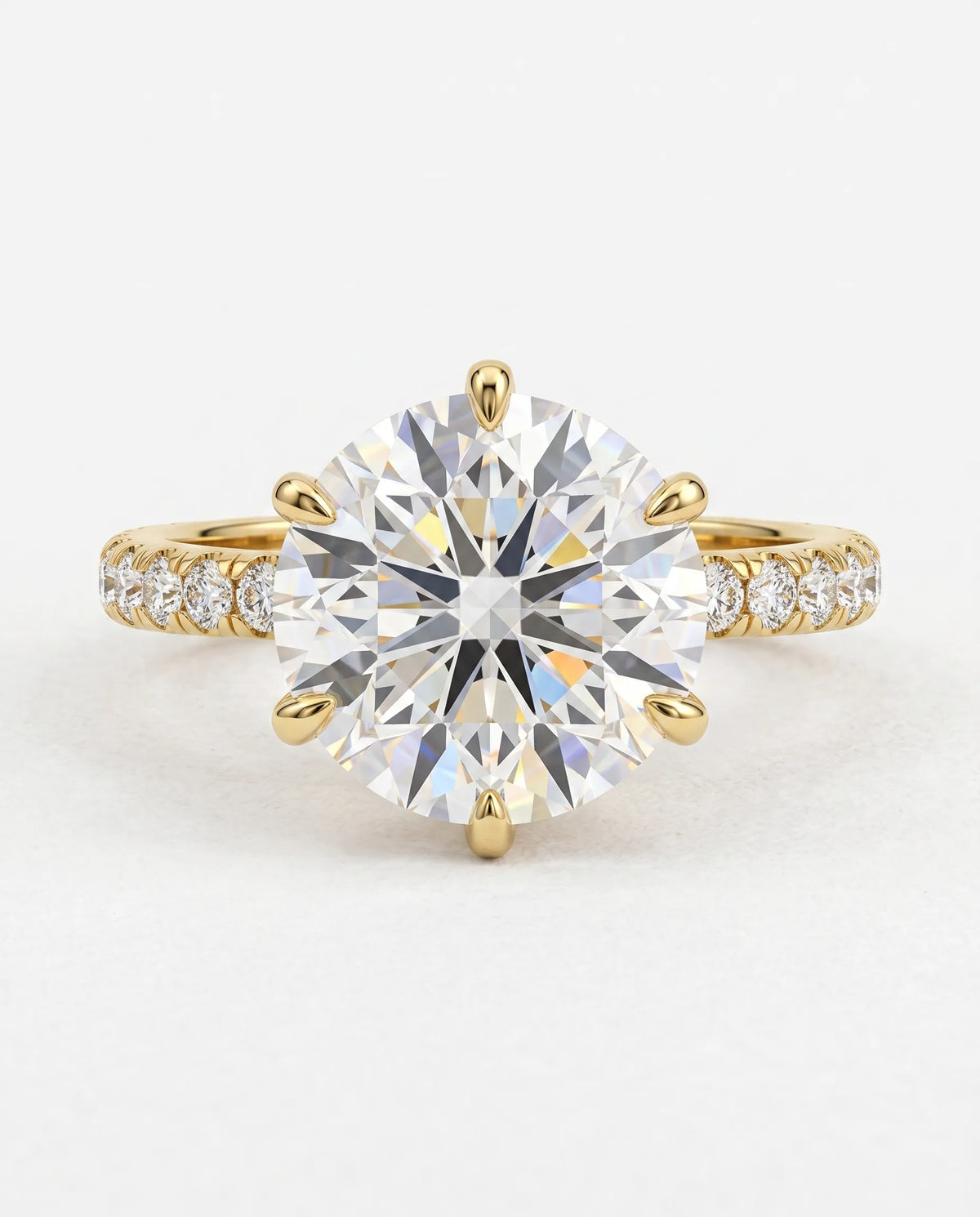 6.5 Carat Round Solitaire Pavé Lab Grown Diamond Engagement Ring