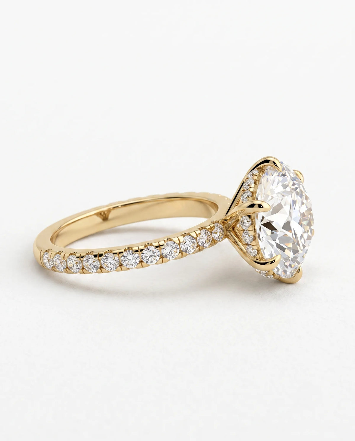 6.5 Carat Round Solitaire Pavé Lab Grown Diamond Engagement Ring
