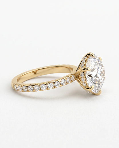 6.5 Carat Round Solitaire Pavé Lab Grown Diamond Engagement Ring
