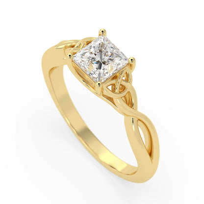 1 Carat Princess Cut Lab Grown Diamond Celtic Knot Solitaire Engagement Ring