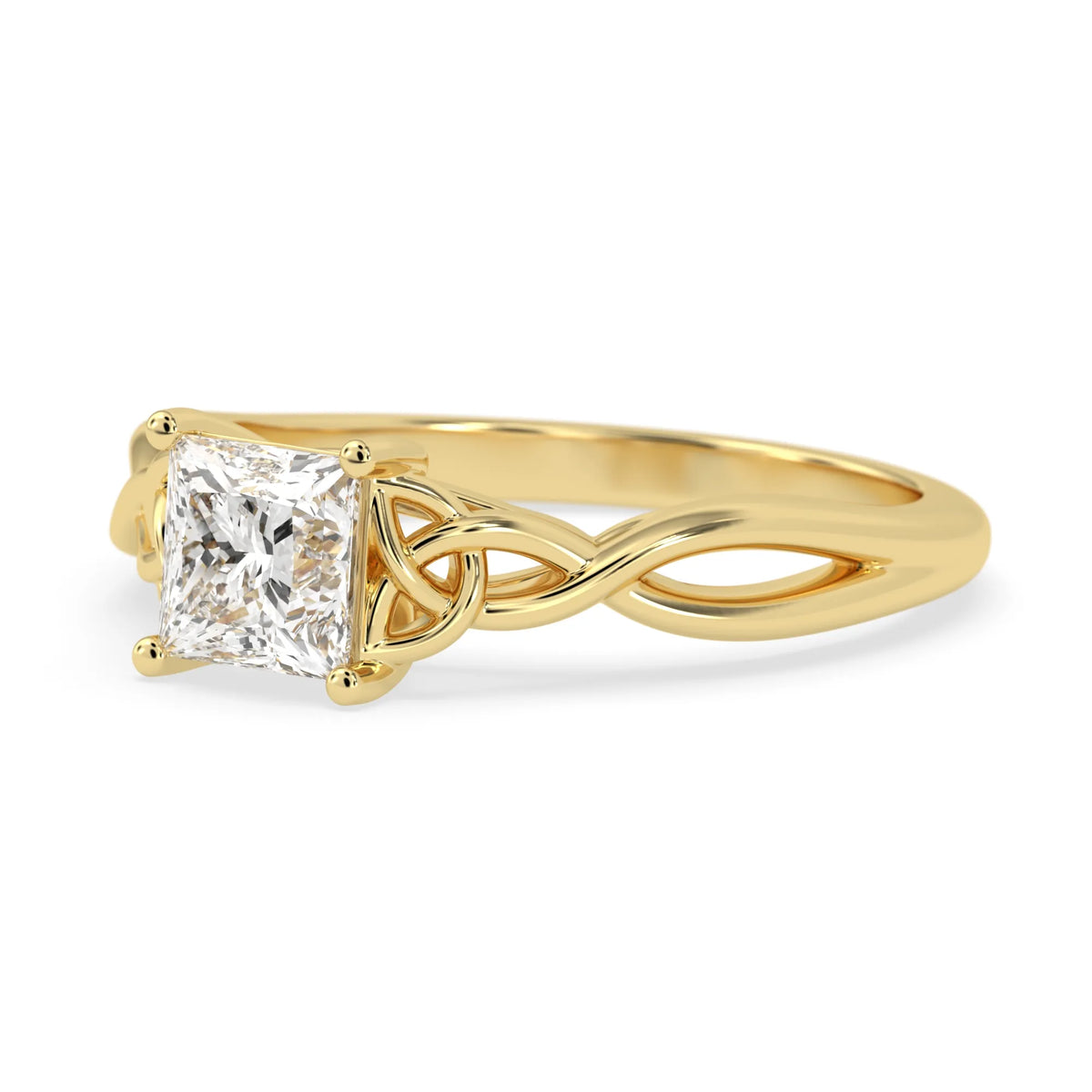 1 Carat Princess Cut Lab Grown Diamond Celtic Knot Solitaire Engagement Ring