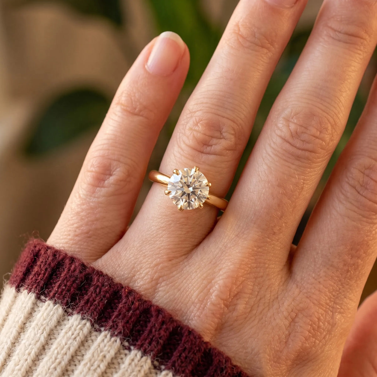 2 Carat Round Cut Lab Grown Diamond Solitaire Engagement Ring