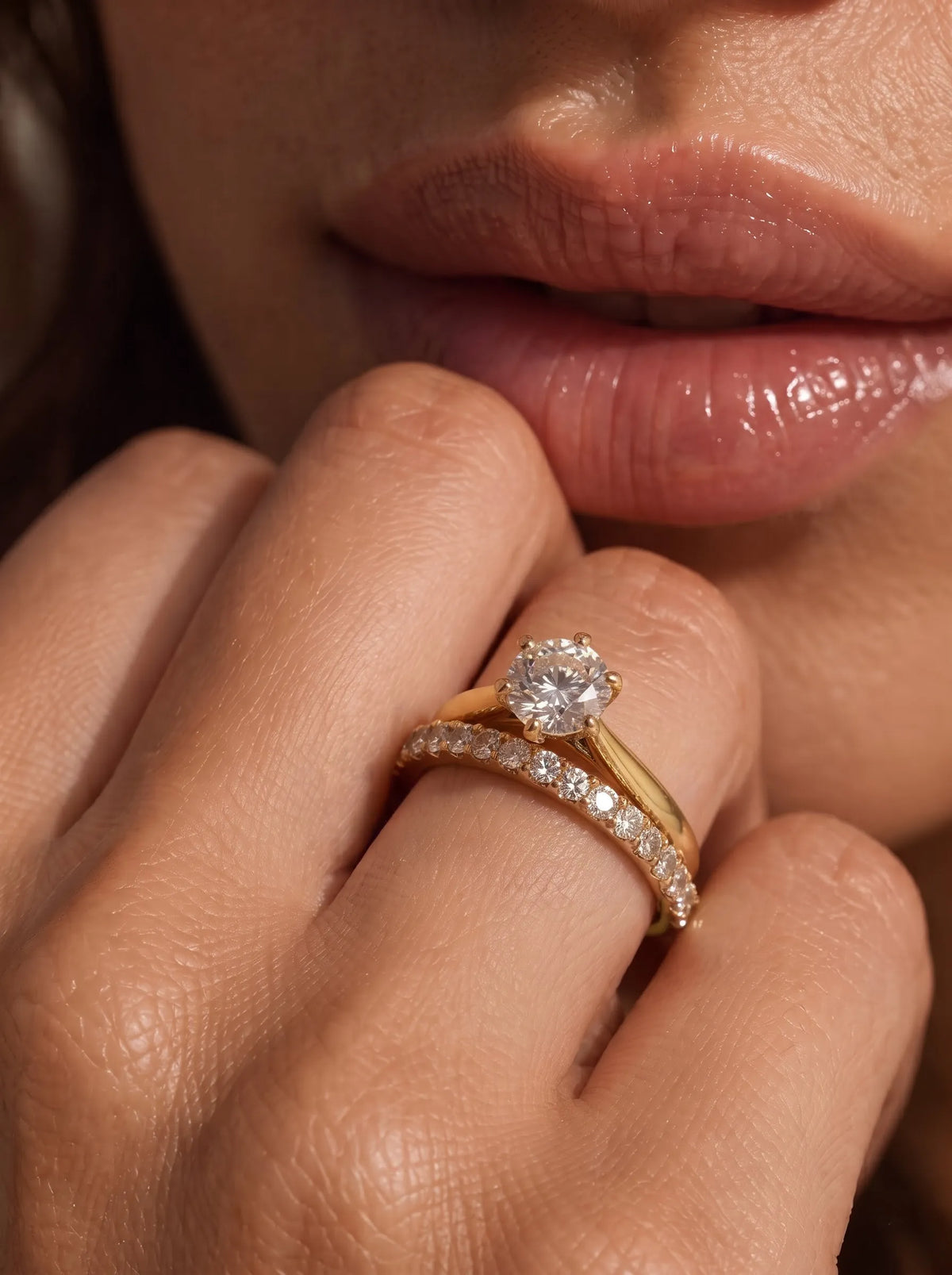 1 Carat Round Cut Lab Grown Diamond Pave Wedding Bridal Ring Set