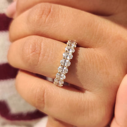 Oval Cut Lab Grown Diamond Minimalist Half Eternity Wedding Band