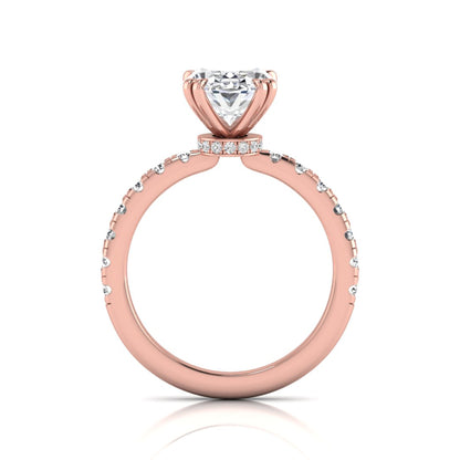 Oval Cut Prong Set Lab Grown Diamond Hidden Halo Engagement Ring