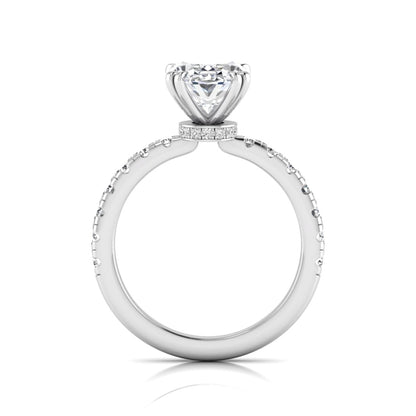 Oval Cut Prong Set Lab Grown Diamond Hidden Halo Engagement Ring
