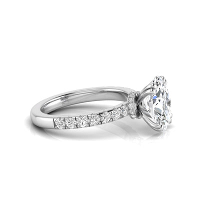 Oval Cut Prong Set Lab Grown Diamond Hidden Halo Engagement Ring