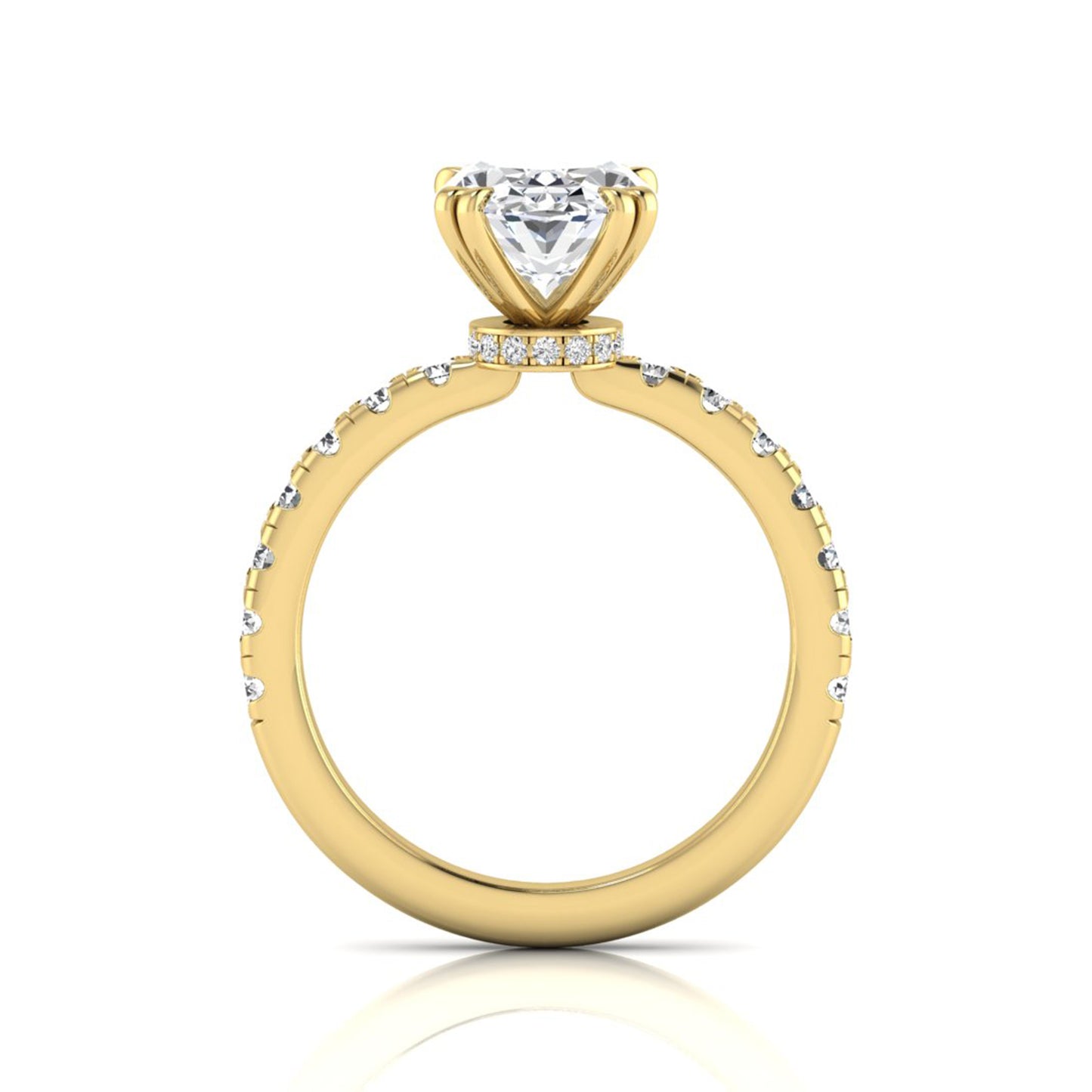 Oval Cut Prong Set Lab Grown Diamond Hidden Halo Engagement Ring