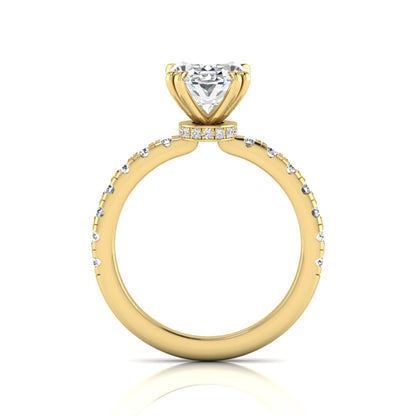 Oval Cut Prong Set Lab Grown Diamond Hidden Halo Engagement Ring