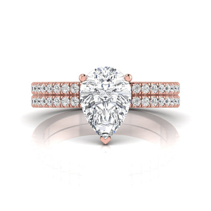 Pear Cut Lab Grown Diamond Bridal Ring Set with Eternity Band