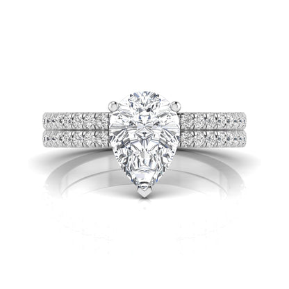 Pear Cut Lab Grown Diamond Bridal Ring Set with Eternity Band