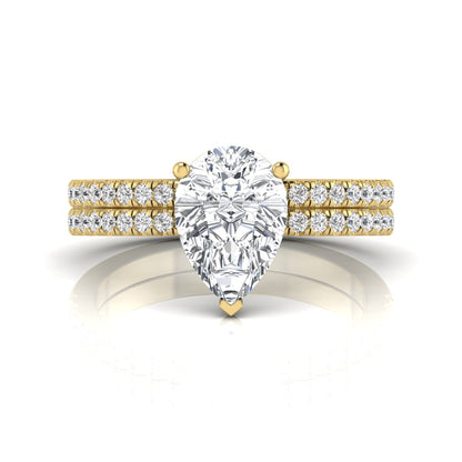 Pear Cut Lab Grown Diamond Bridal Ring Set with Eternity Band