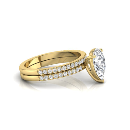 Pear Cut Lab Grown Diamond Bridal Ring Set with Eternity Band