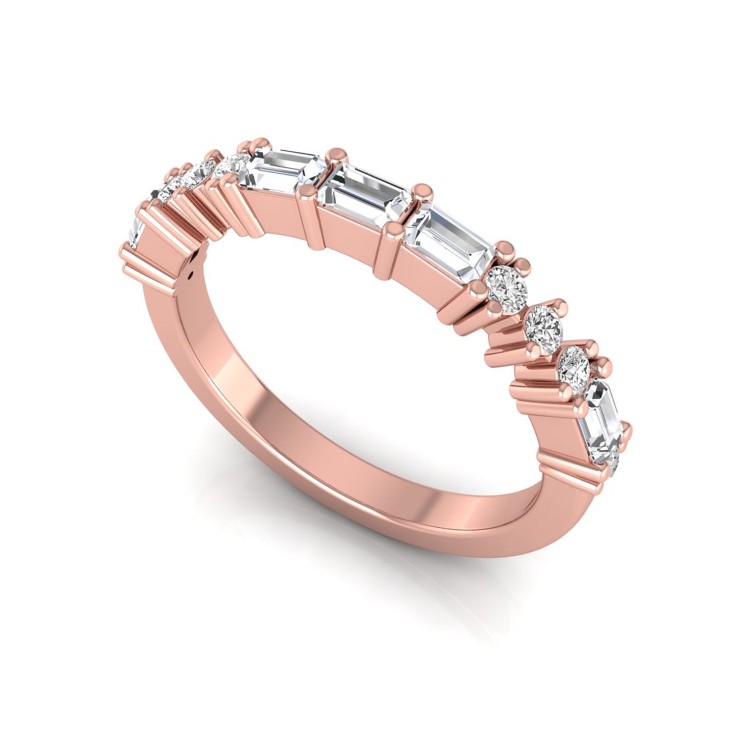 Baguette & Round Cut Lab Grown Diamond Half Eternity Band