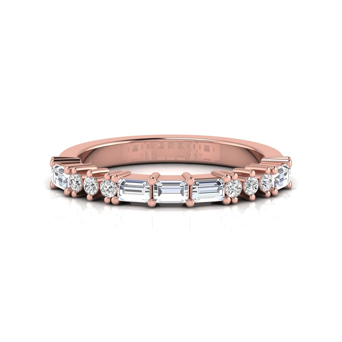 Baguette & Round Cut Lab Grown Diamond Half Eternity Band