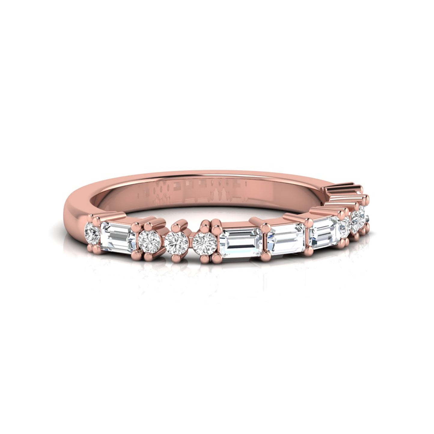 Baguette & Round Cut Lab Grown Diamond Half Eternity Band