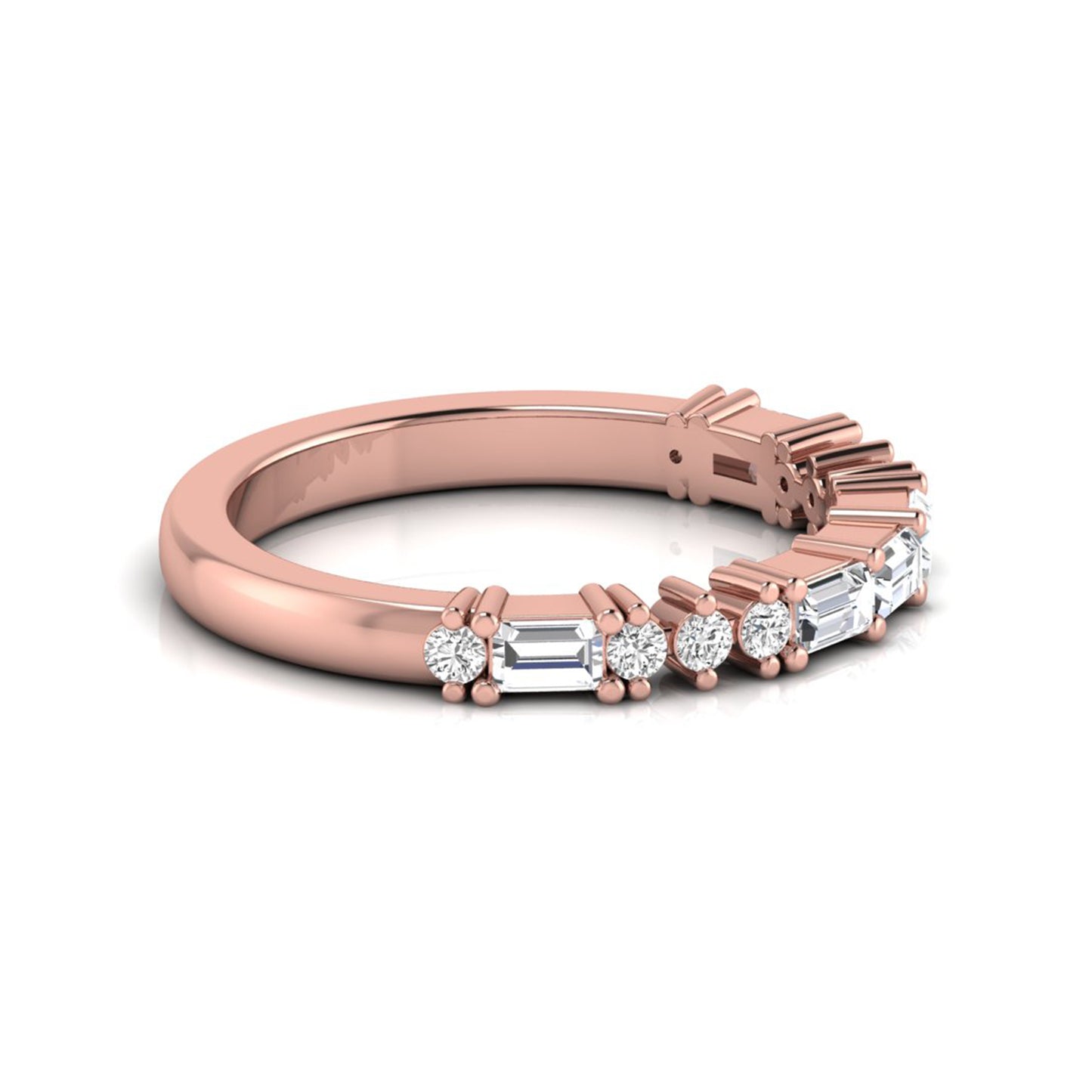 Baguette & Round Cut Lab Grown Diamond Half Eternity Band