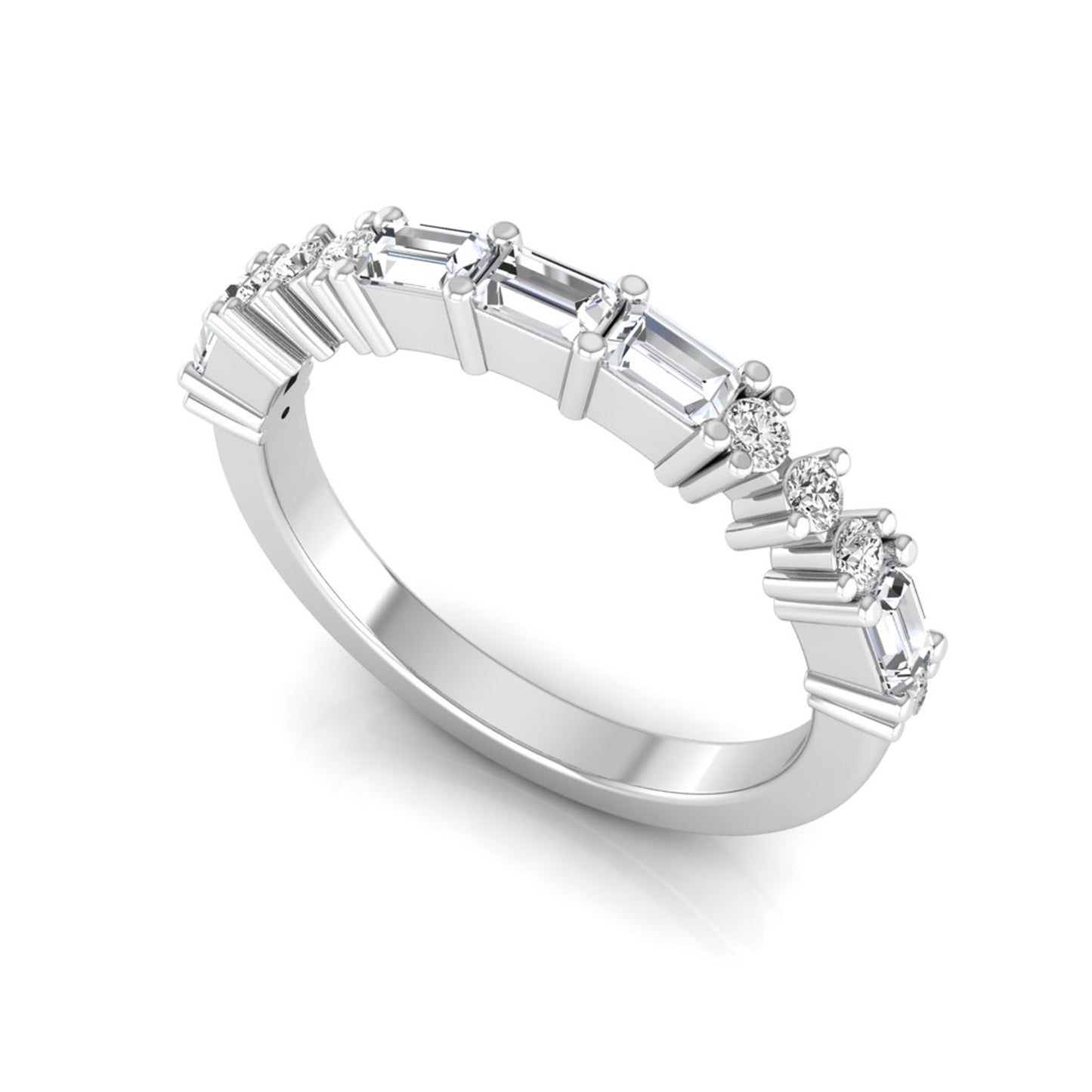 Baguette & Round Cut Lab Grown Diamond Half Eternity Band