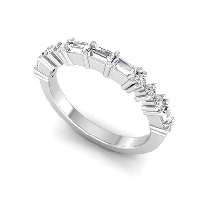Baguette & Round Cut Lab Grown Diamond Half Eternity Band