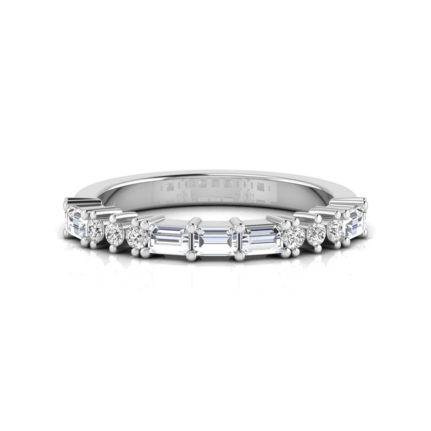 Baguette & Round Cut Lab Grown Diamond Half Eternity Band
