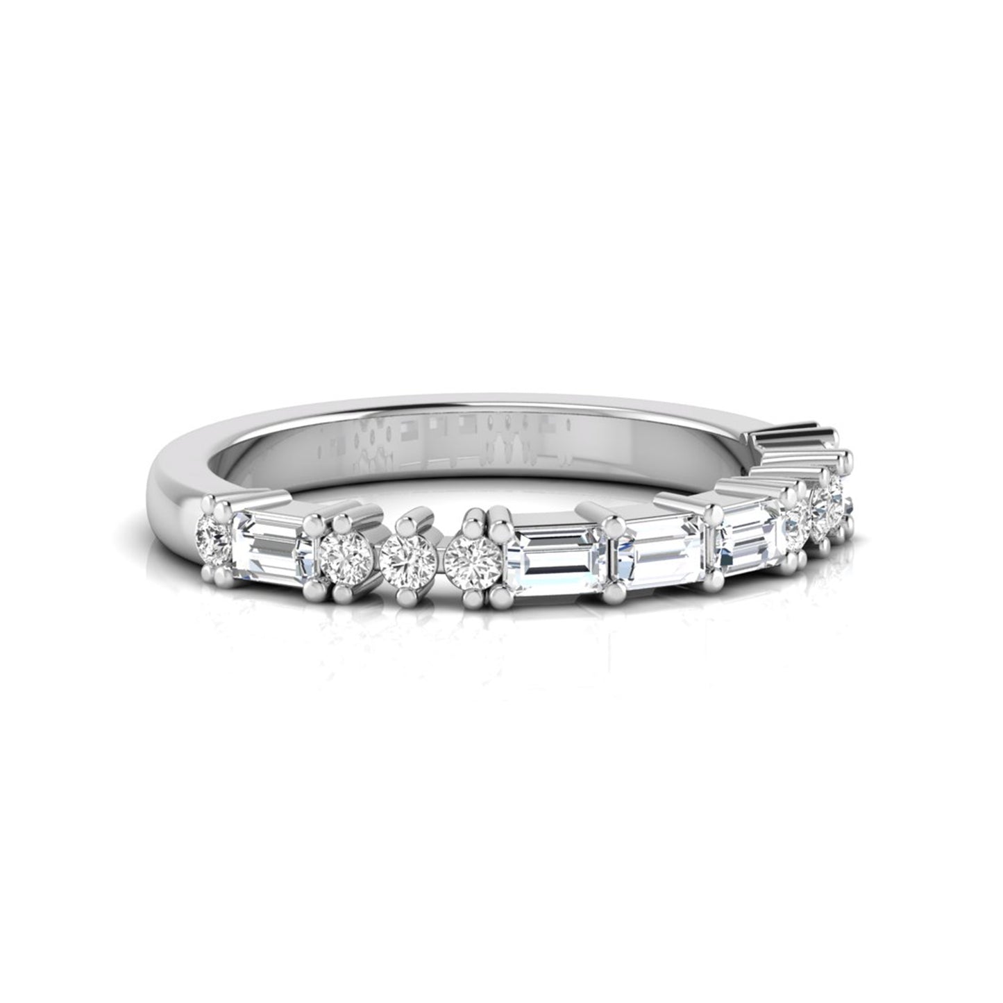 Baguette & Round Cut Lab Grown Diamond Half Eternity Band