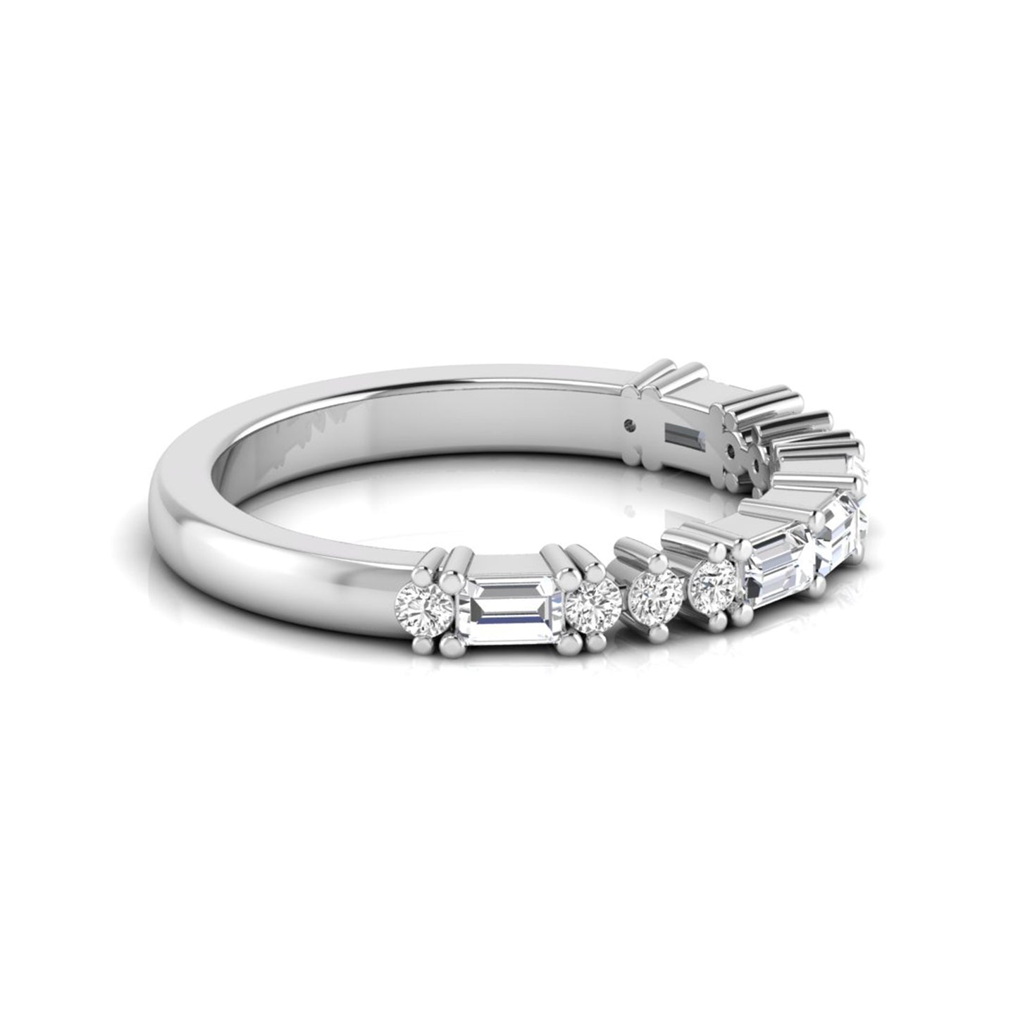 Baguette & Round Cut Lab Grown Diamond Half Eternity Band