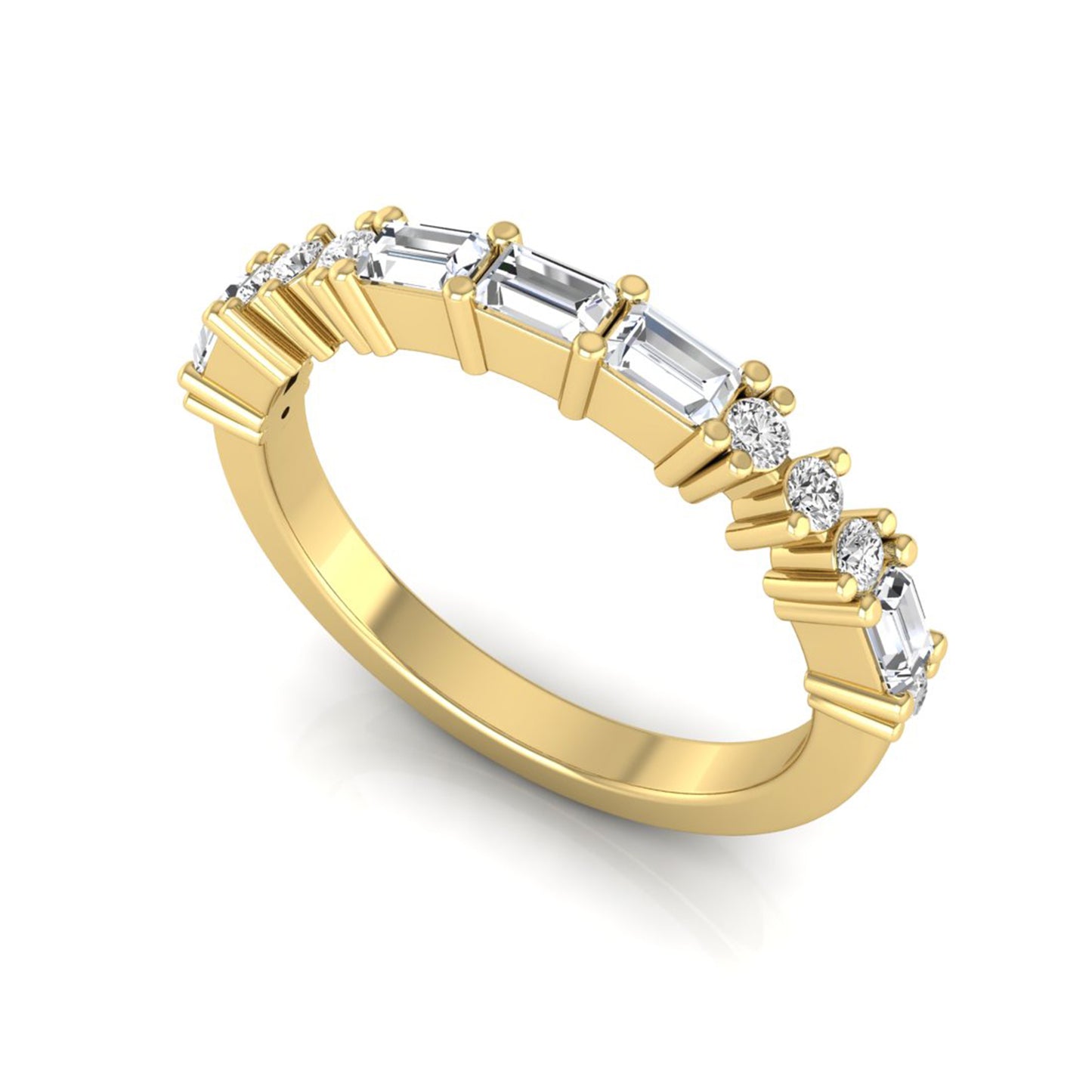 Baguette & Round Cut Lab Grown Diamond Half Eternity Band