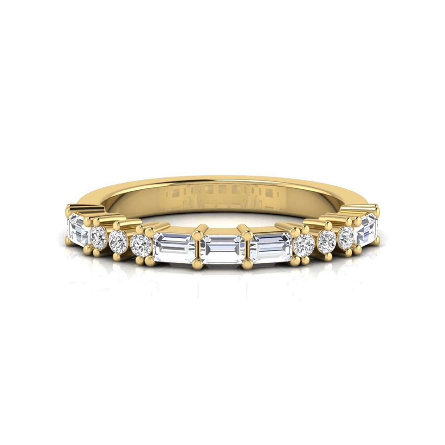 Baguette & Round Cut Lab Grown Diamond Half Eternity Band