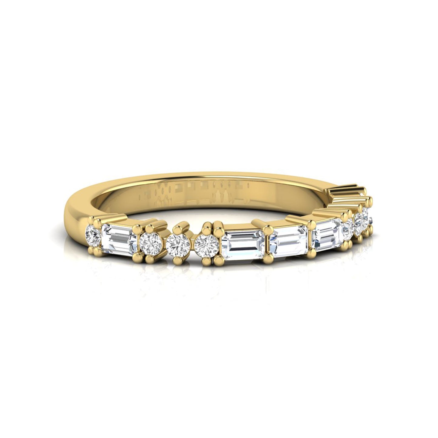 Baguette & Round Cut Lab Grown Diamond Half Eternity Band