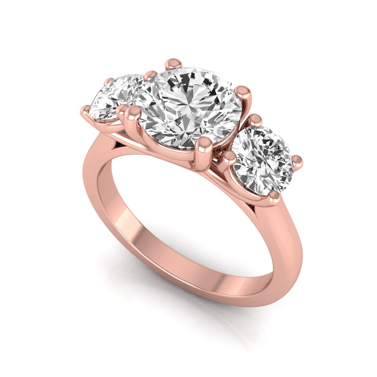 Round Cut Lab Grown Diamond Three Stone Engagement Ring