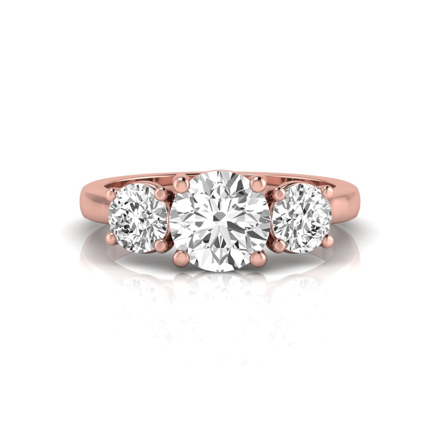 Round Cut Lab Grown Diamond Three Stone Engagement Ring