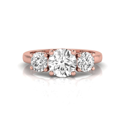Round Cut Lab Grown Diamond Three Stone Engagement Ring