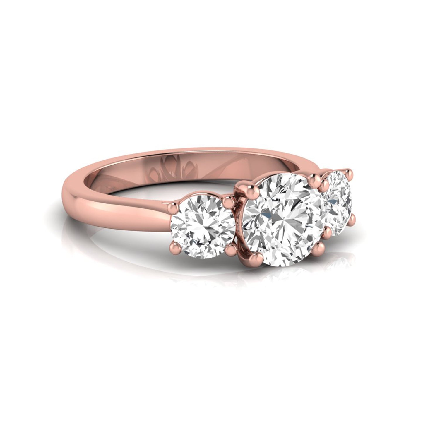 Round Cut Lab Grown Diamond Three Stone Engagement Ring