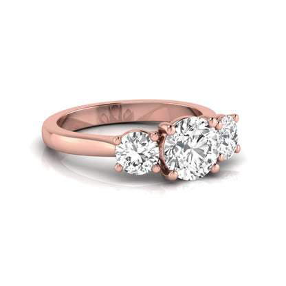 Round Cut Lab Grown Diamond Three Stone Engagement Ring