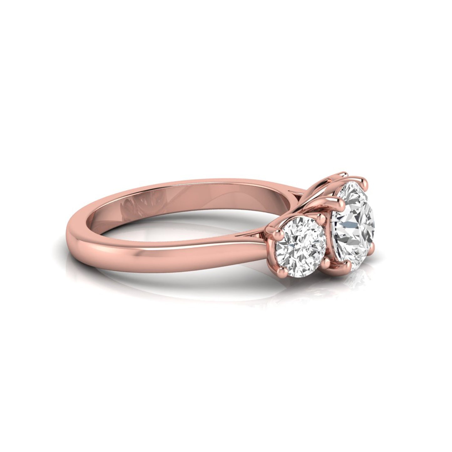 Round Cut Lab Grown Diamond Three Stone Engagement Ring