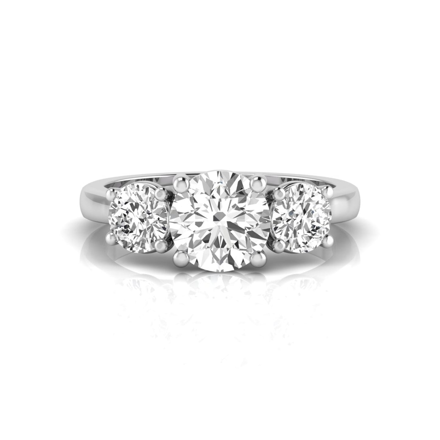 Round Cut Lab Grown Diamond Three Stone Engagement Ring