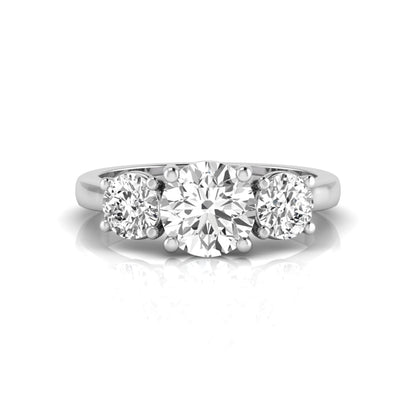 Round Cut Lab Grown Diamond Three Stone Engagement Ring