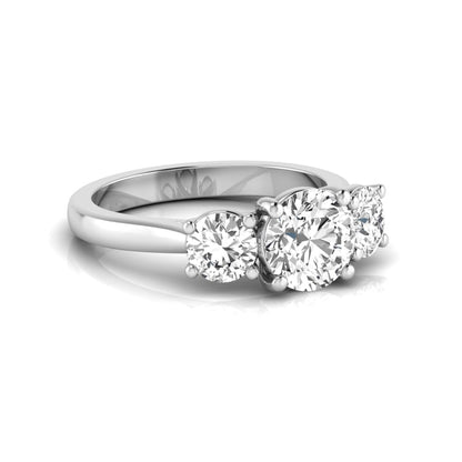 Round Cut Lab Grown Diamond Three Stone Engagement Ring