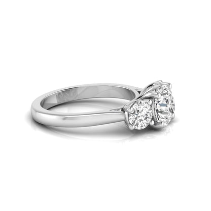 Round Cut Lab Grown Diamond Three Stone Engagement Ring