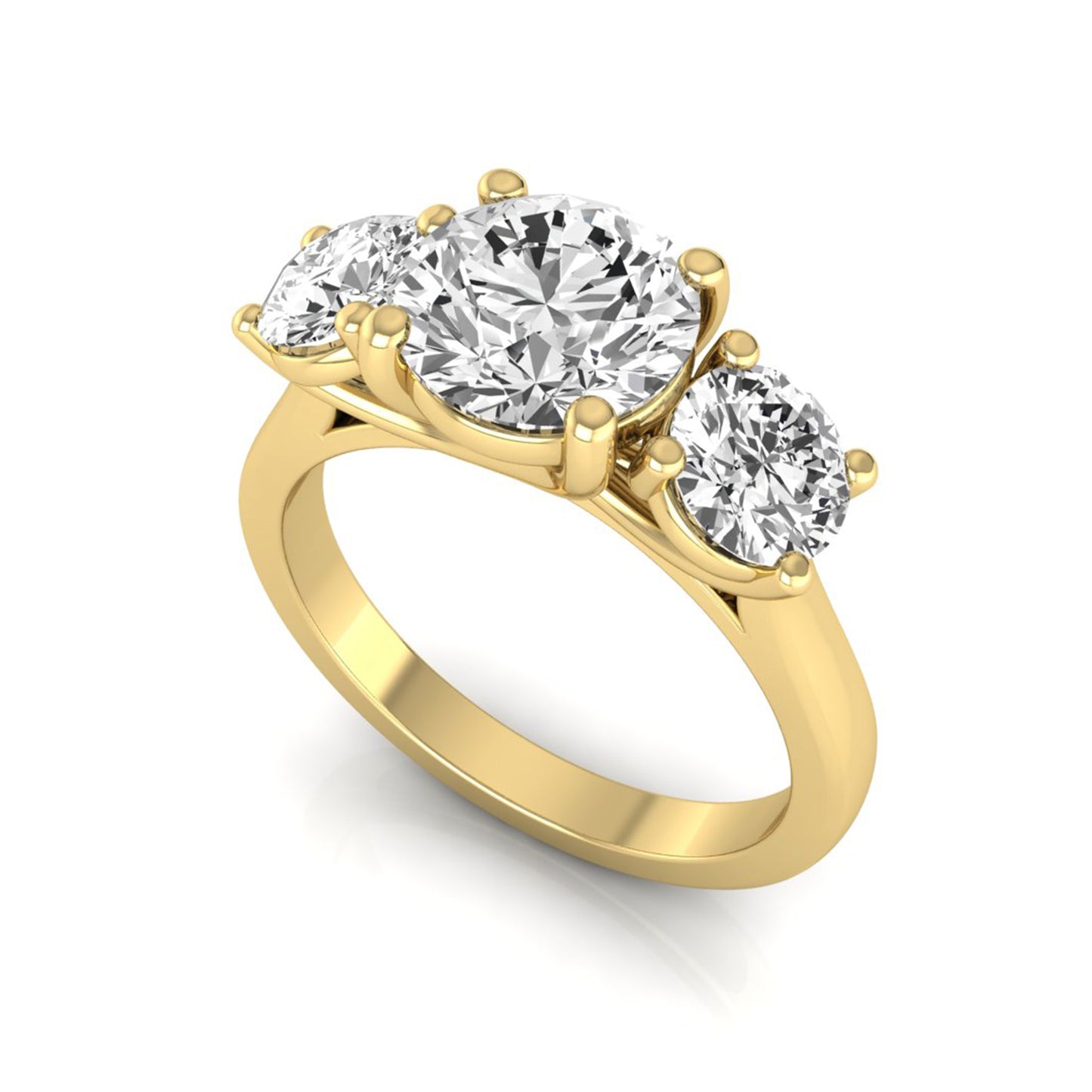 Round Cut Lab Grown Diamond Three Stone Engagement Ring
